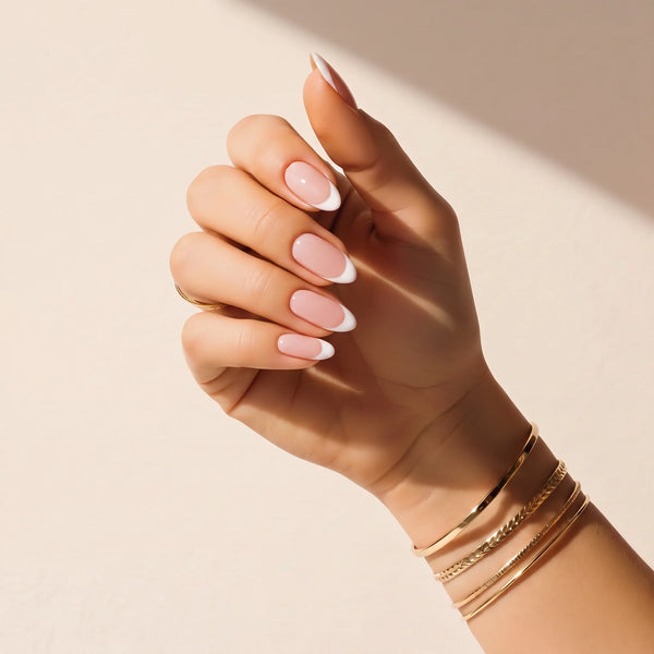 Uñas adhesivas French Manicure (semitransparentes) sin lámpara UV