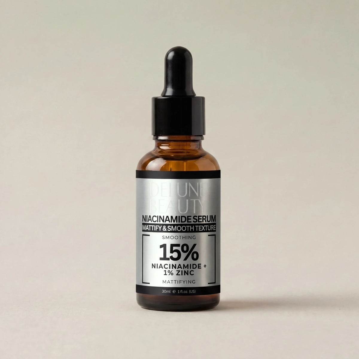 Sérum de niacinamida y zinc al 1% de Delune, foto de estudio