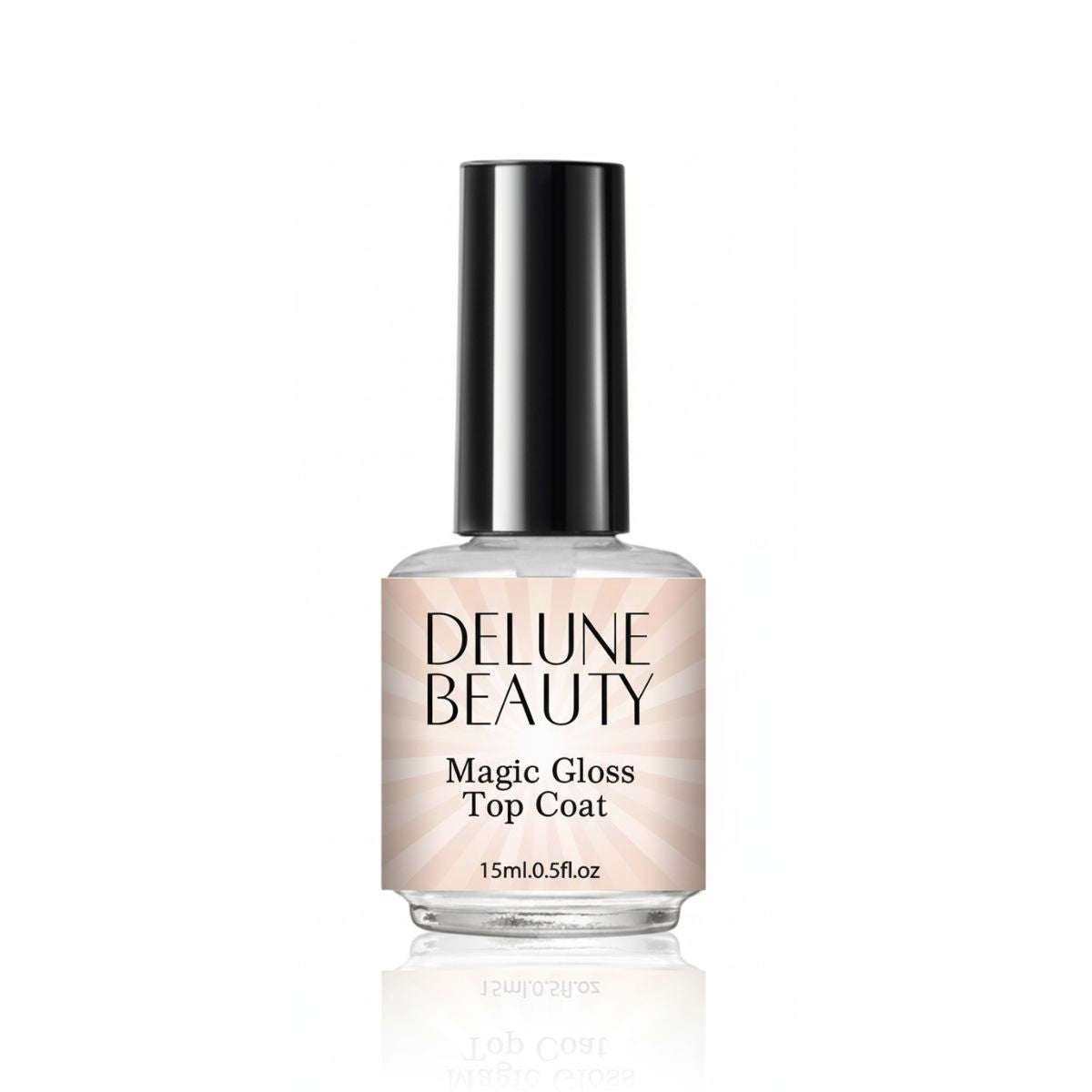Top coat transparente Magic Gloss incluido con los tres paquetes de uñas adhesivas de The Nail Edit de Delune