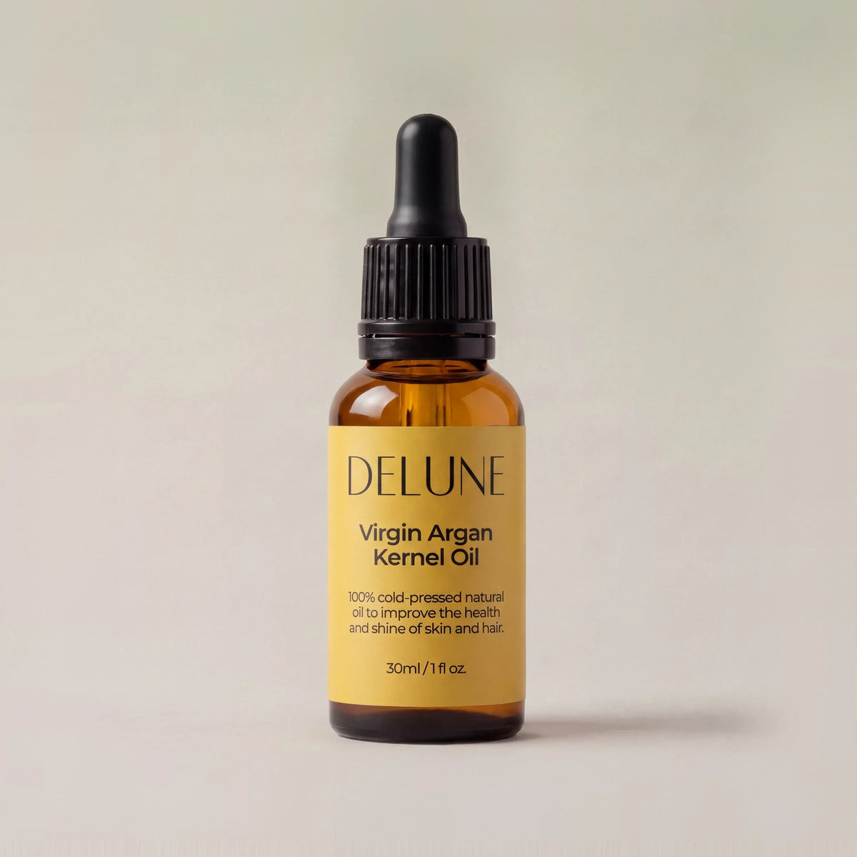 Frasco gotero de 30 ml del aceite virgen de semilla de argán Delune