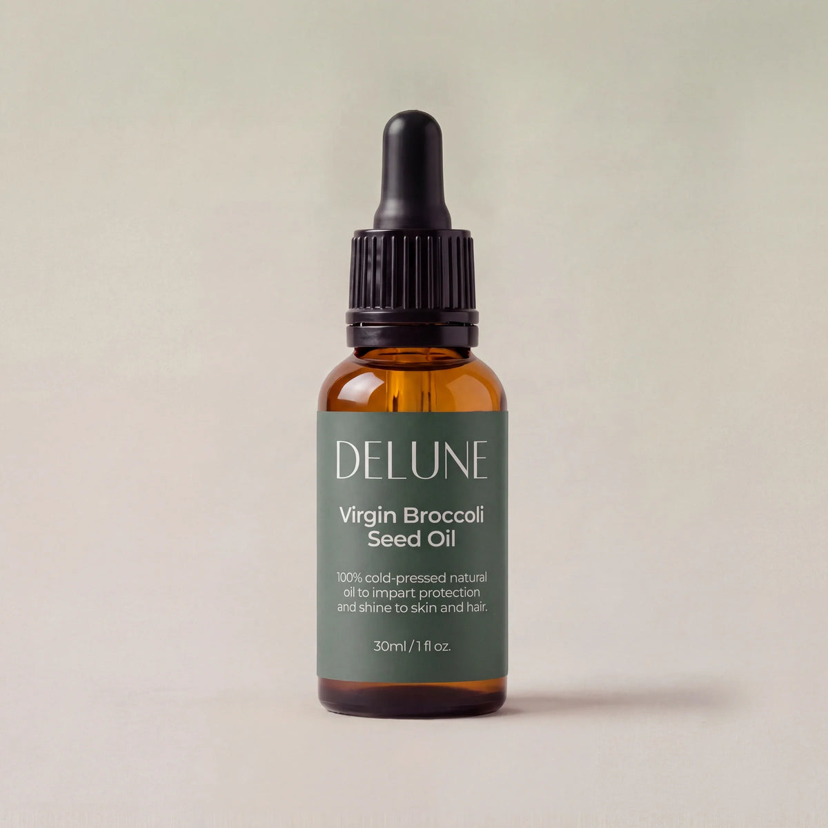 Frasco gotero de 30 ml del aceite virgen de semilla de brócoli Delune