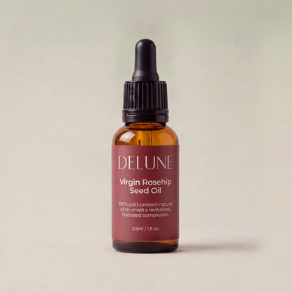 Frasco gotero de 30 ml del aceite virgen de semilla de rosa mosqueta Delune
