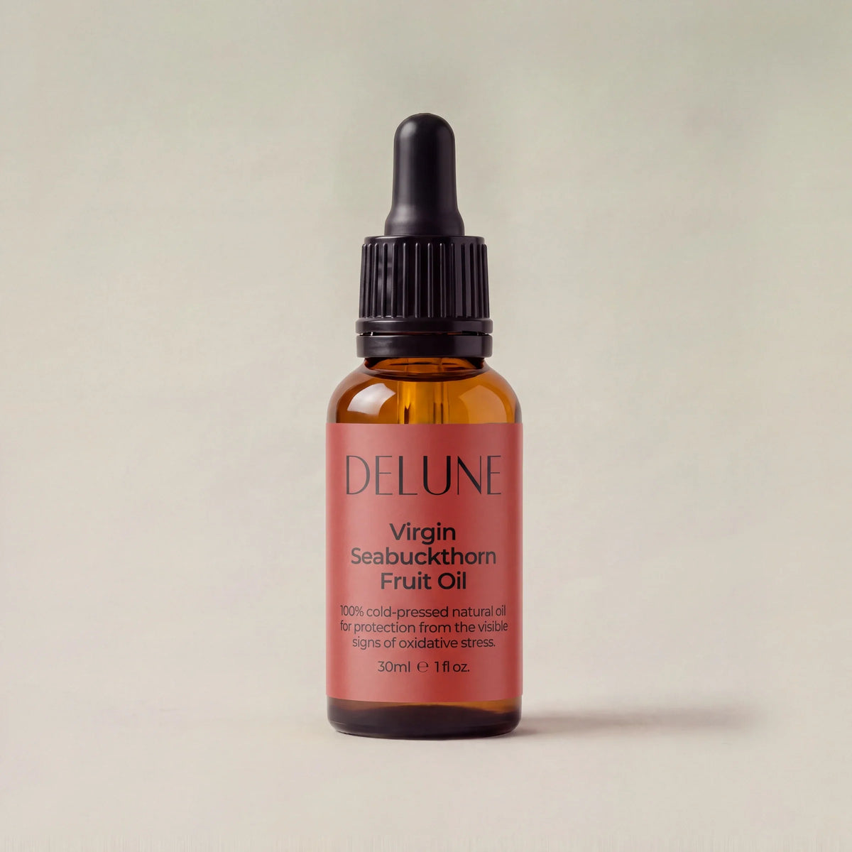Frasco gotero de 30 ml del aceite virgen de fruto de espino amarillo Delune